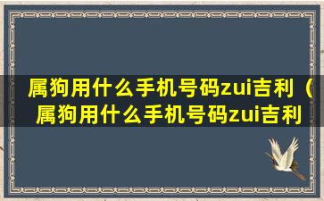 属狗用什么手机号码zui吉利（属狗用什么手机号码zui吉利 易经）